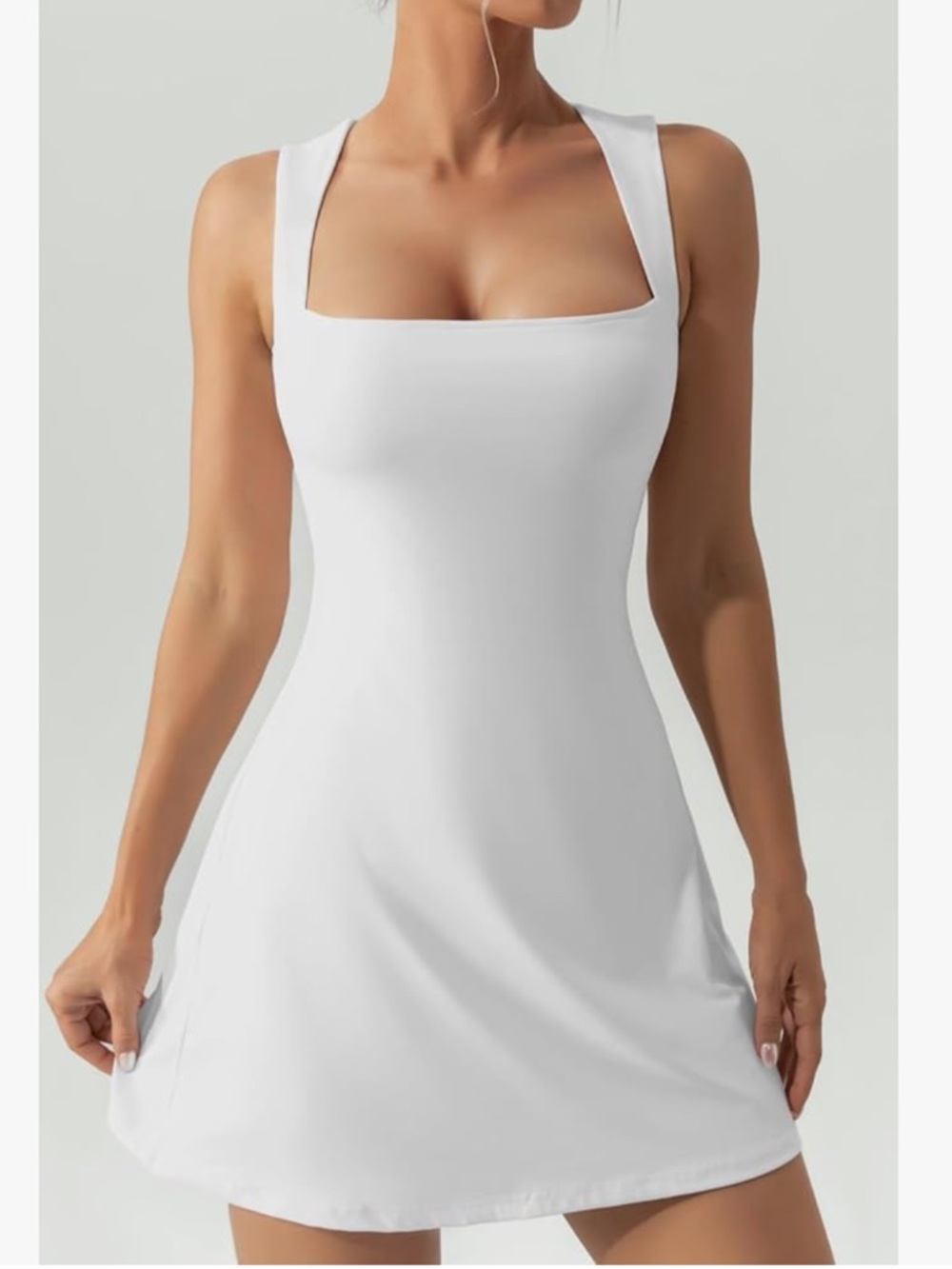 White Mini Dress Women Medium Built-In Lining Activewear